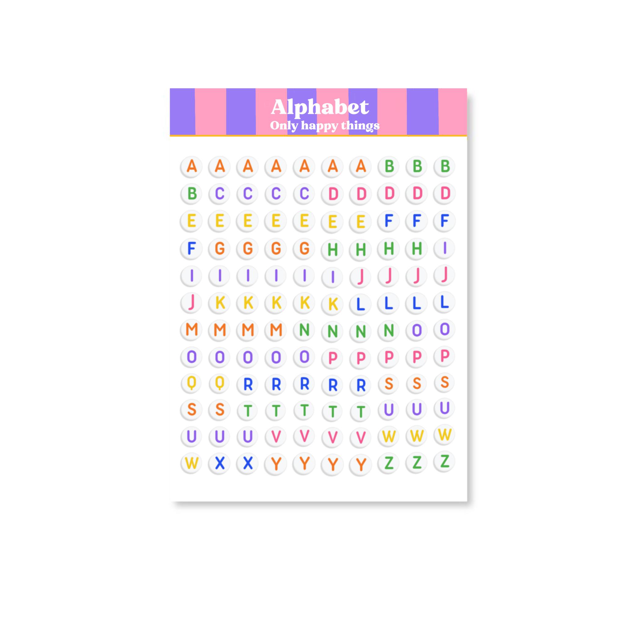 Only Happy Things Stationery Sticker Sheet - Alphabet - Blesket Canada