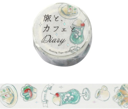 BGM World Cafe Travel Washi Tape - Mint - Blesket Canada