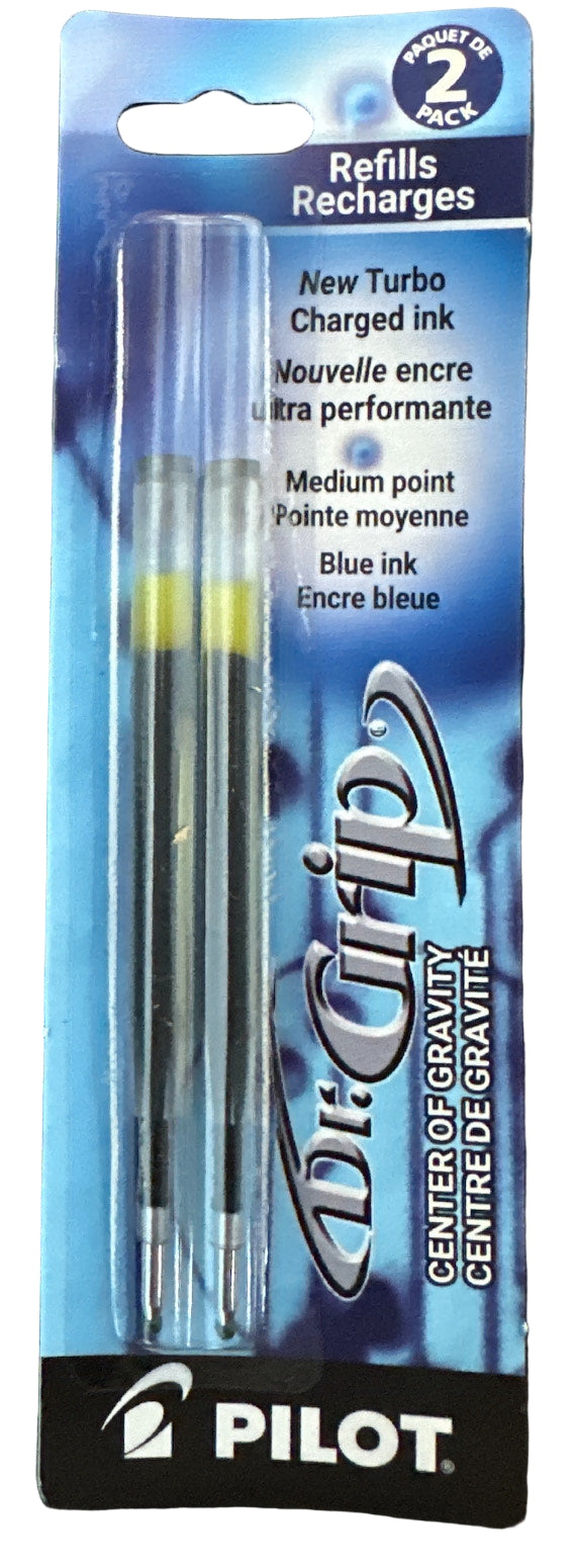 Pilot Dr. Grip Ballpoint Pen Refills – Blue Ink (2 Pack, Medium Point) - Blesket Canada