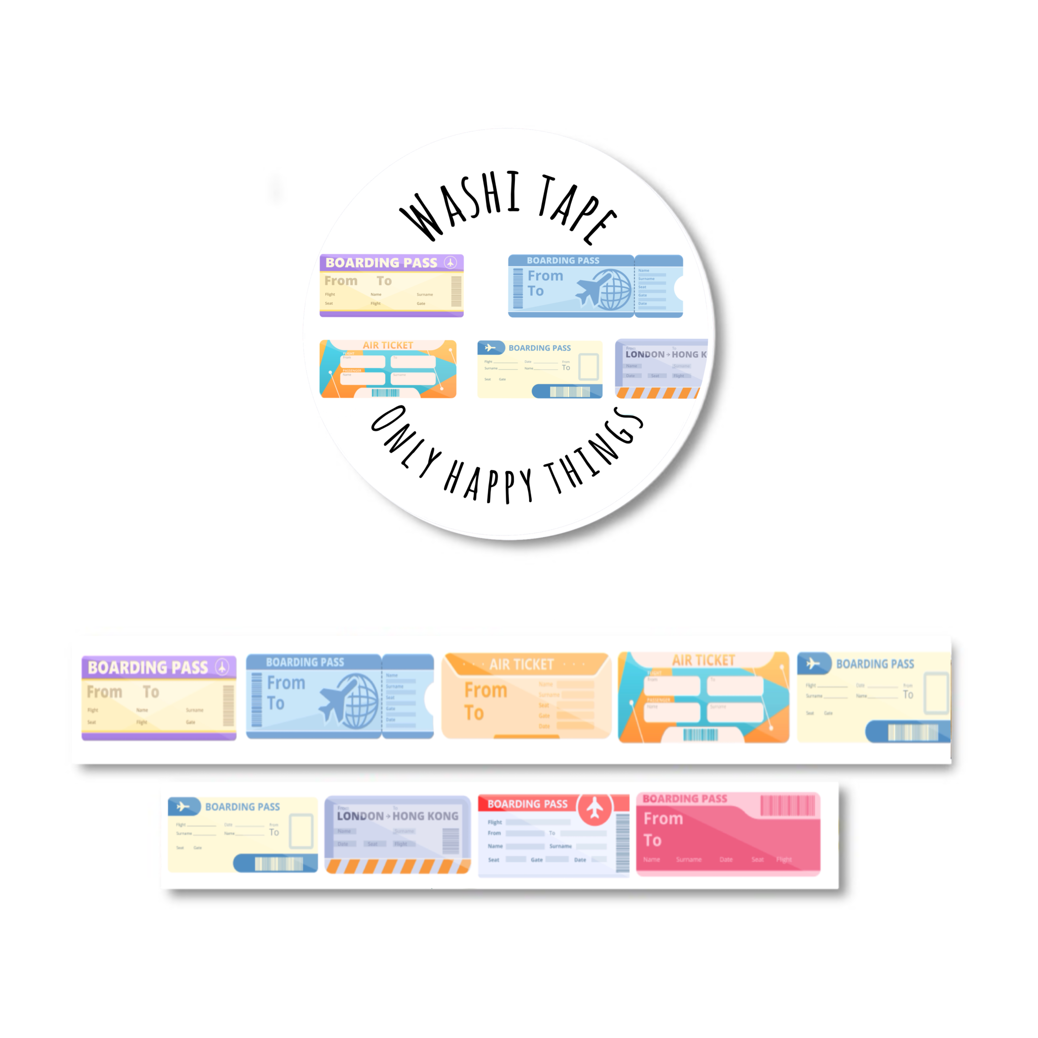 Only Happy Things Stationery Washi Tape - Boarding Passes - Blesket Canada