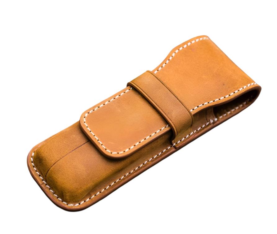 Galen Leather - Leather Flap Pen Case for Two Pens - Crazy Horse Brown - Blesket Canada