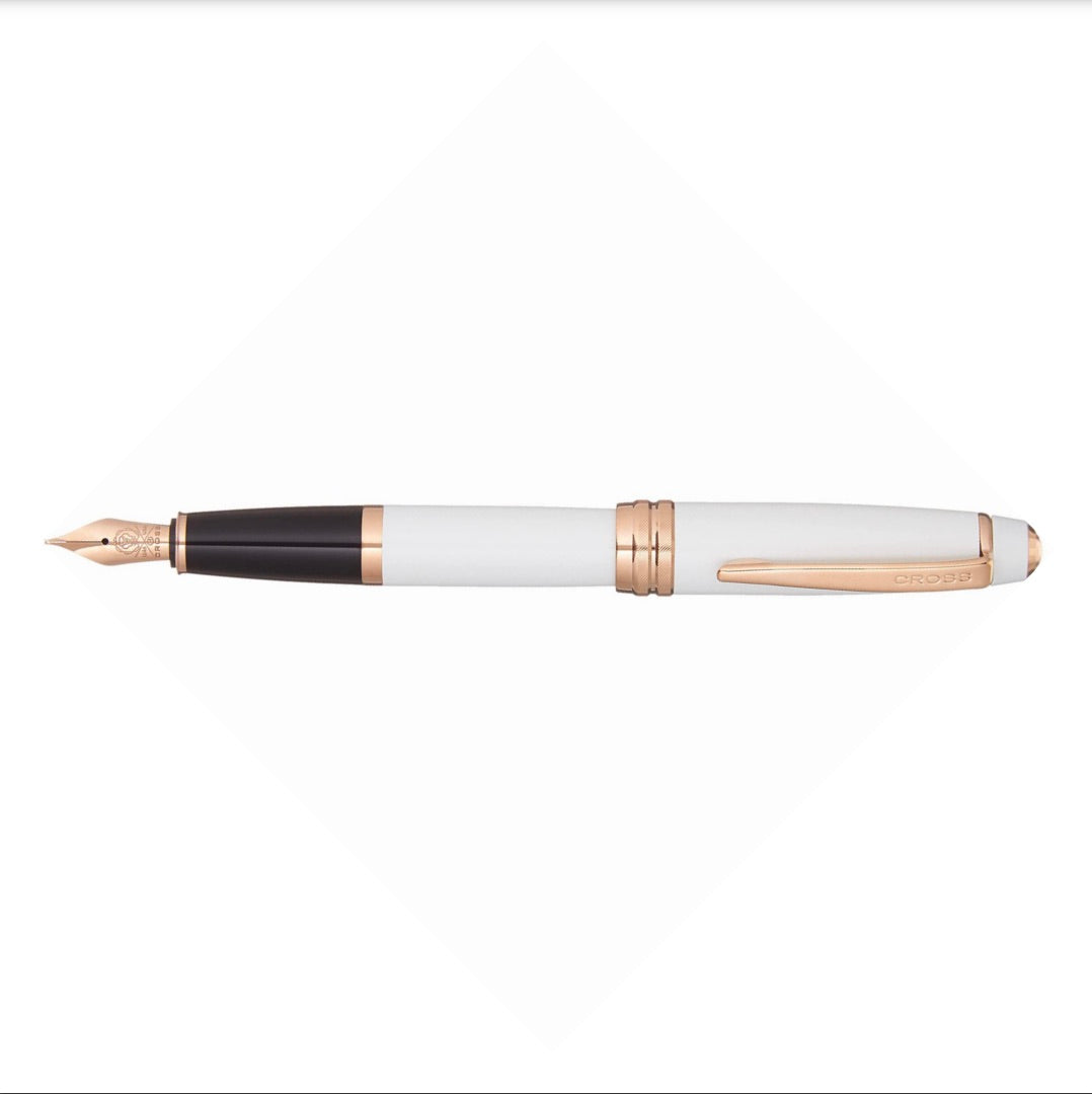 Cross Bailey Pearlescent White Lacquer Fountain Pen / rose gold - Blesket Canada