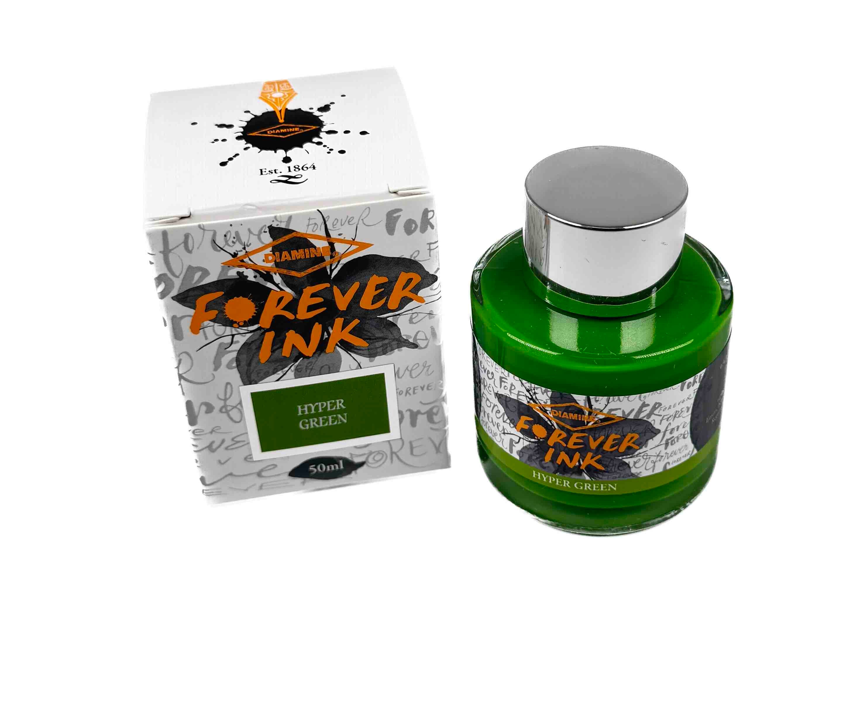 Diamine Forever Ink 50mL - Permanent Pigment Multi-use Ink - Hyper Green - Blesket Canada