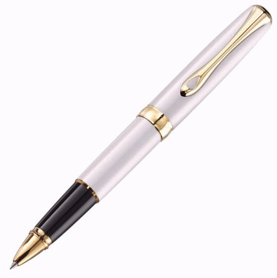 Diplomat Excellence A² Rollerball Pen - Pearl White Lacquer Gold - Blesket Canada