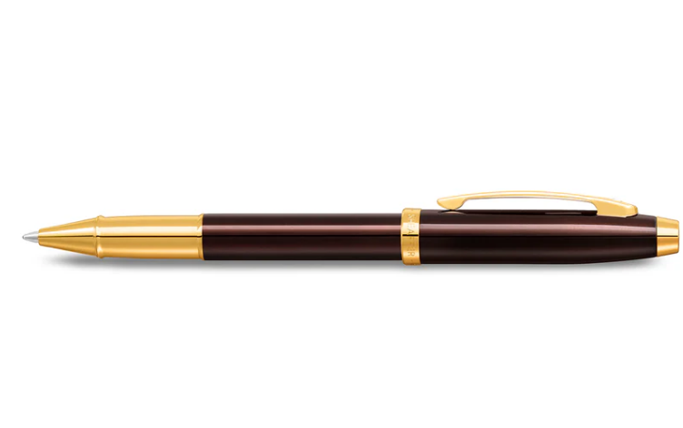 Sheaffer 100 Coffee Brown/PVD Gold Trims Rollerball - Blesket Canada