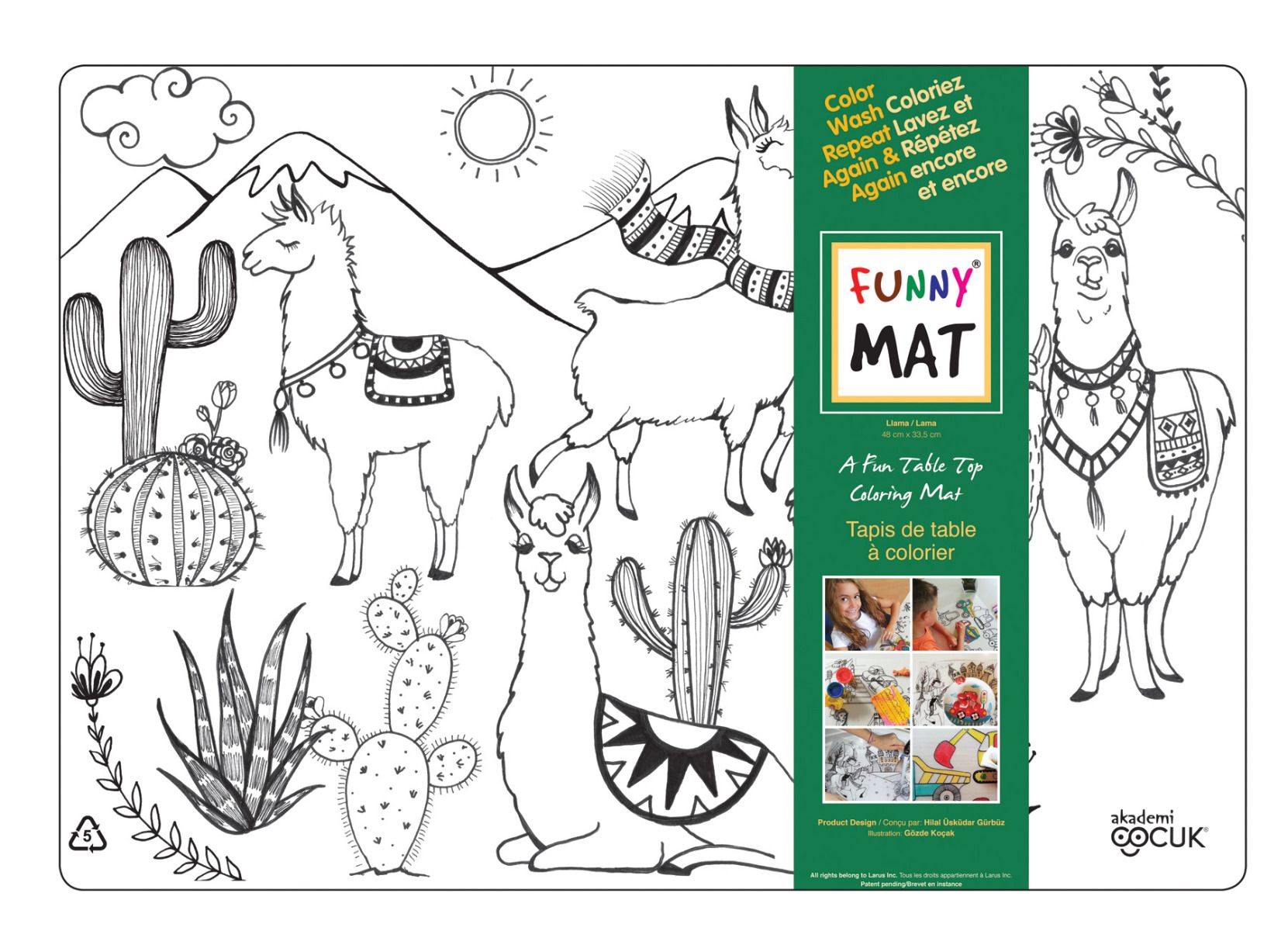 Funny MAT A Fun Table Top Coloring Mats - LAMA(Transparent, Single)