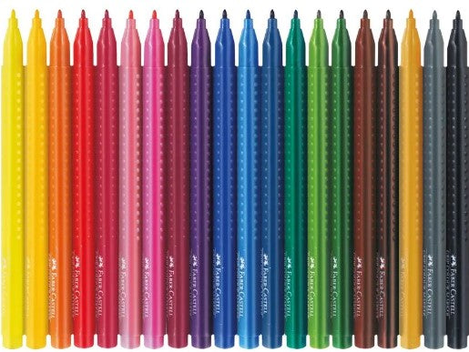 Faber-Castell Grip felt tip pen, Cardboard Wallet of 20