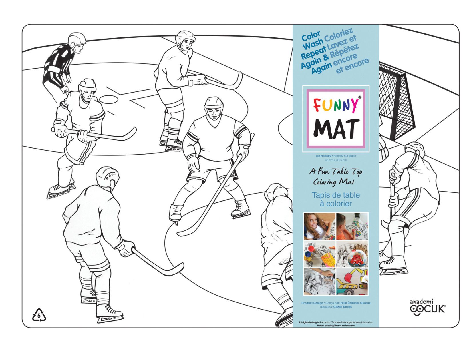 Funny MAT A Fun Table Top Coloring Mat - Hockey (White, Single)