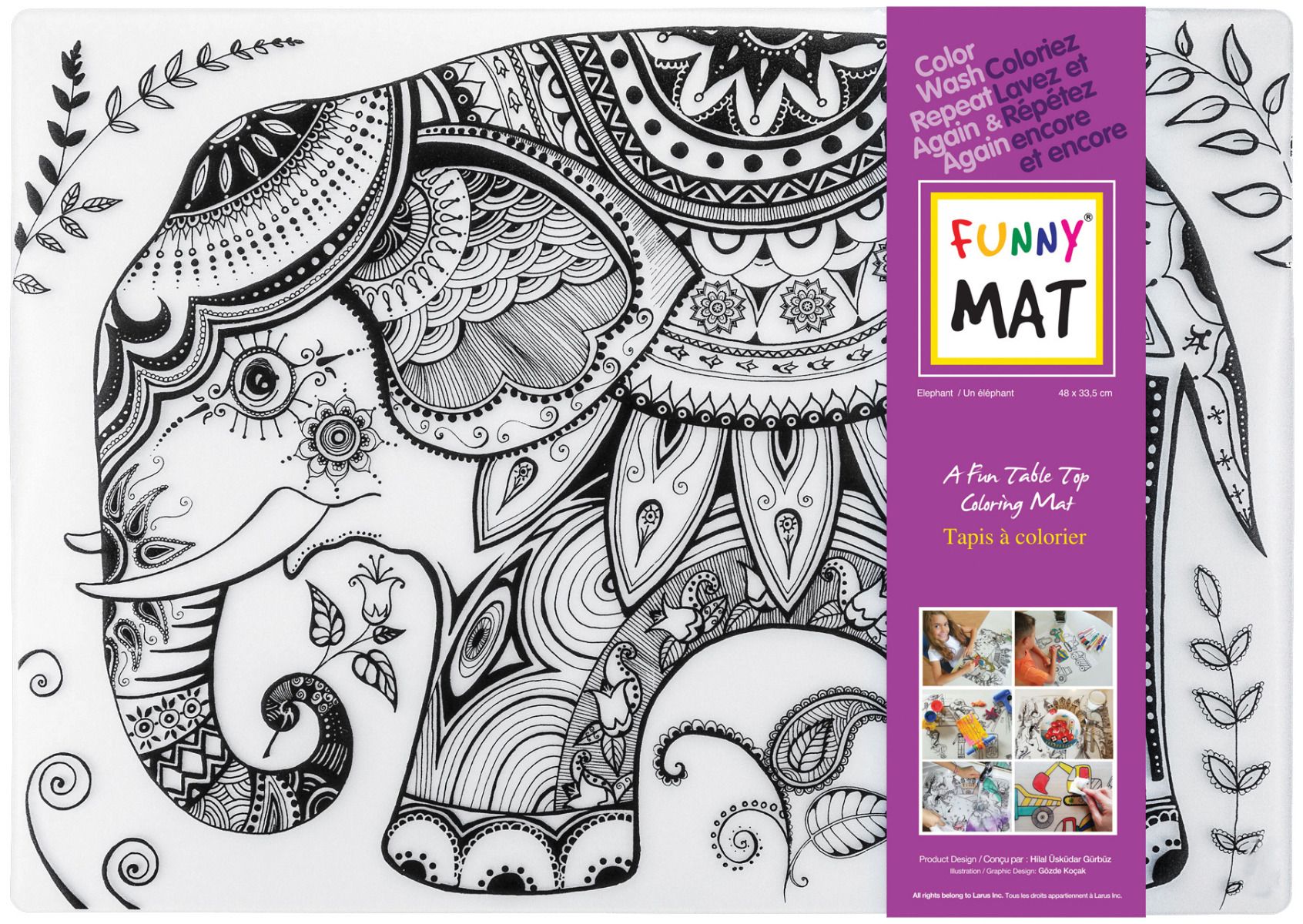 Funny MAT A Fun Table Top Coloring Mats - Elephant (Transparent, Single)