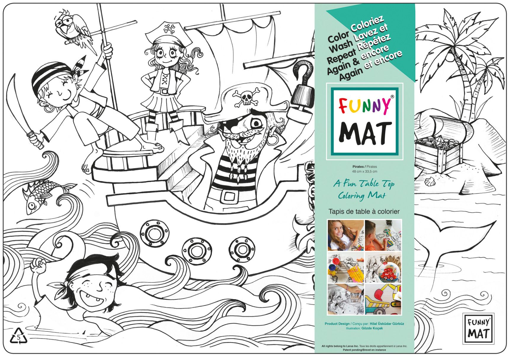 Funny MAT A Fun Table Top Coloring Mats - Pirates(Transparent, Single)