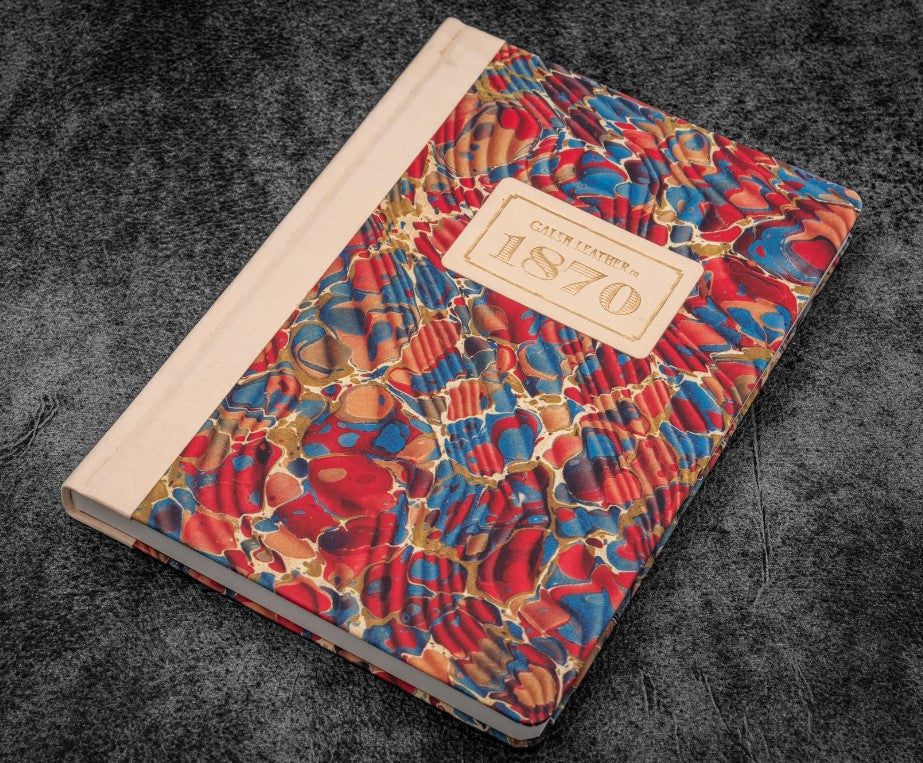 Galen Leather - 1970 Marbled Blank Notebook - Tomoe River Paper - Molten Lava - A5 - Blesket Canada