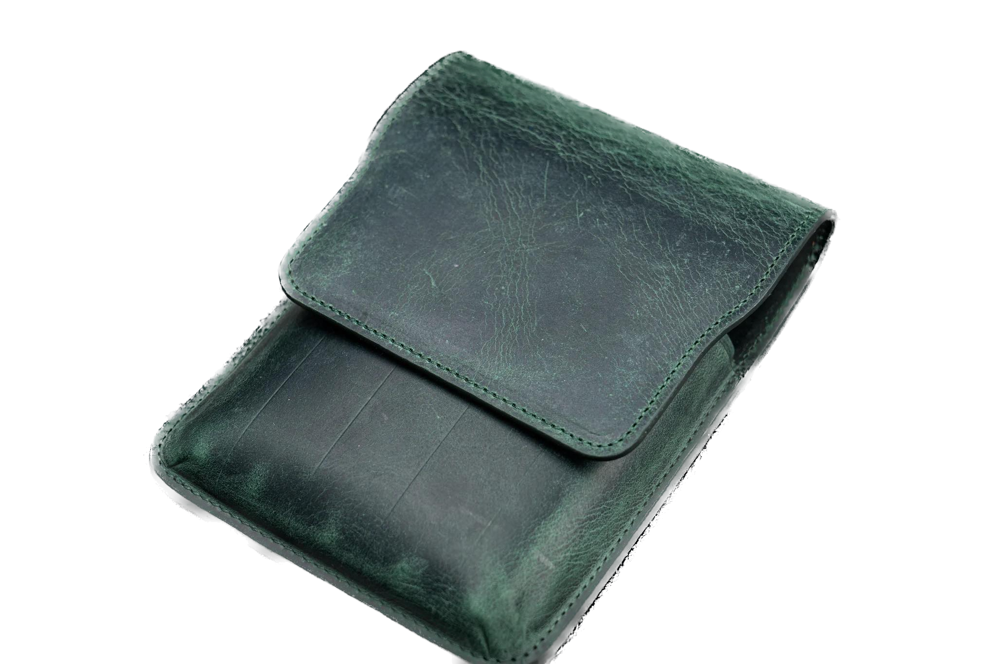 Galen Leather - Leather Flap Pen Case for Five Pens - Crazy Horse Forest Green - Blesket Canada
