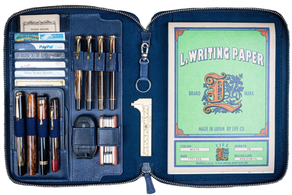 Galen Leather Zipper Leuchtturm 1917 B5 XL Folio - C.H. Navy Blue - Blesket Canada