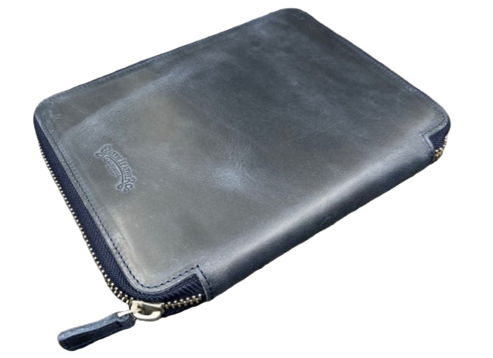 Galen Leather - Leather Zippered 20 Slot Pen Case - Crazy Horse Navy Blue - Blesket Canada