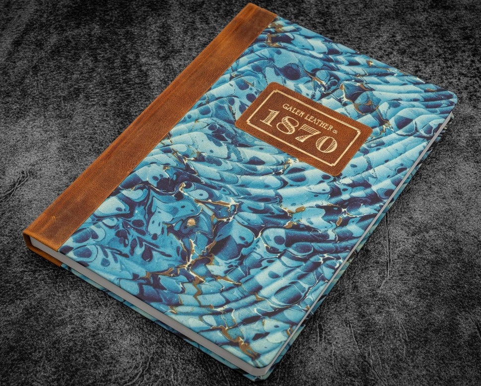Galen Leather - 1970 Marbled Blank Notebook - Tomoe River Paper - Ocean Waves - A5 - Blesket Canada