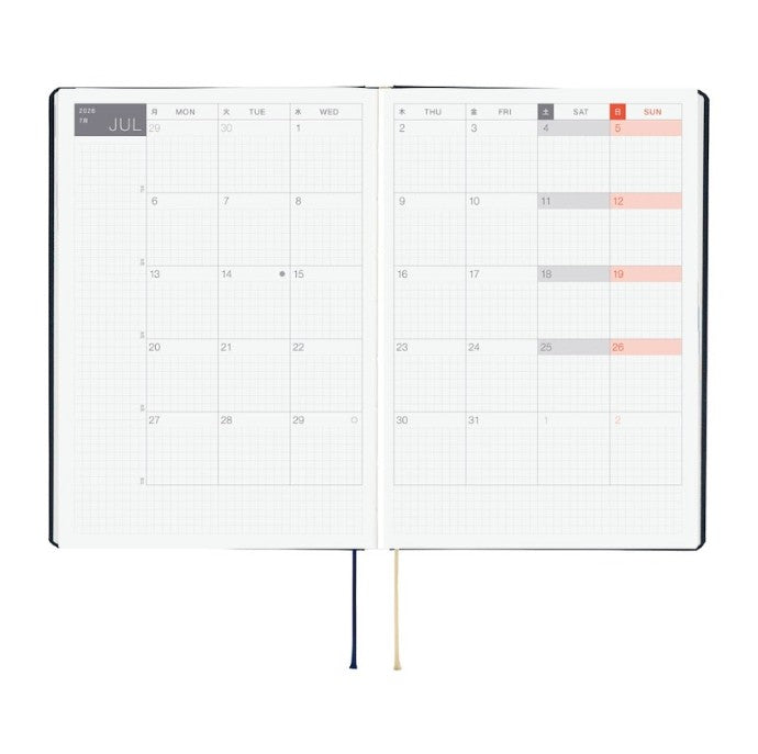 Hobonichi Techo 2026 HON Planner A5 (Daily) - Slash (Navy) - Blesket Canada