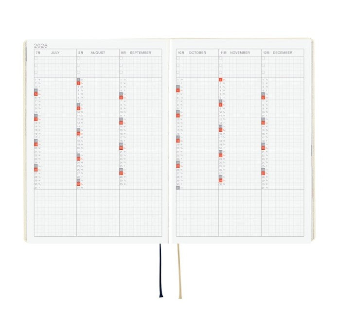 Hobonichi Techo 2026 HON Planner A5 (Daily) - Slash (Ivory) - Blesket Canada