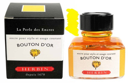 J.Herbin Fountain Pen 30ml ink bottle - Bouton D'Or (Golden Button) - Blesket Canada