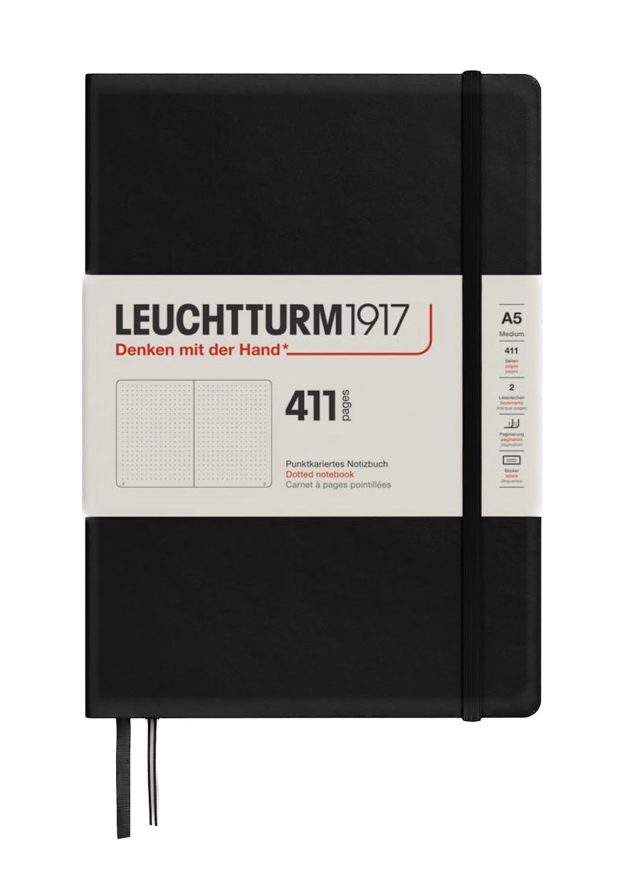 LEUCHTTURM1917 - Notebook Hardcover Black Dotted Medium A5- 411 - Blesket Canada