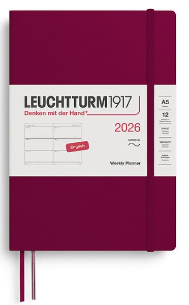 Leuchtturm Weekly Planner Medium (A5) 2026, Softcover - Port Red - Blesket Canada