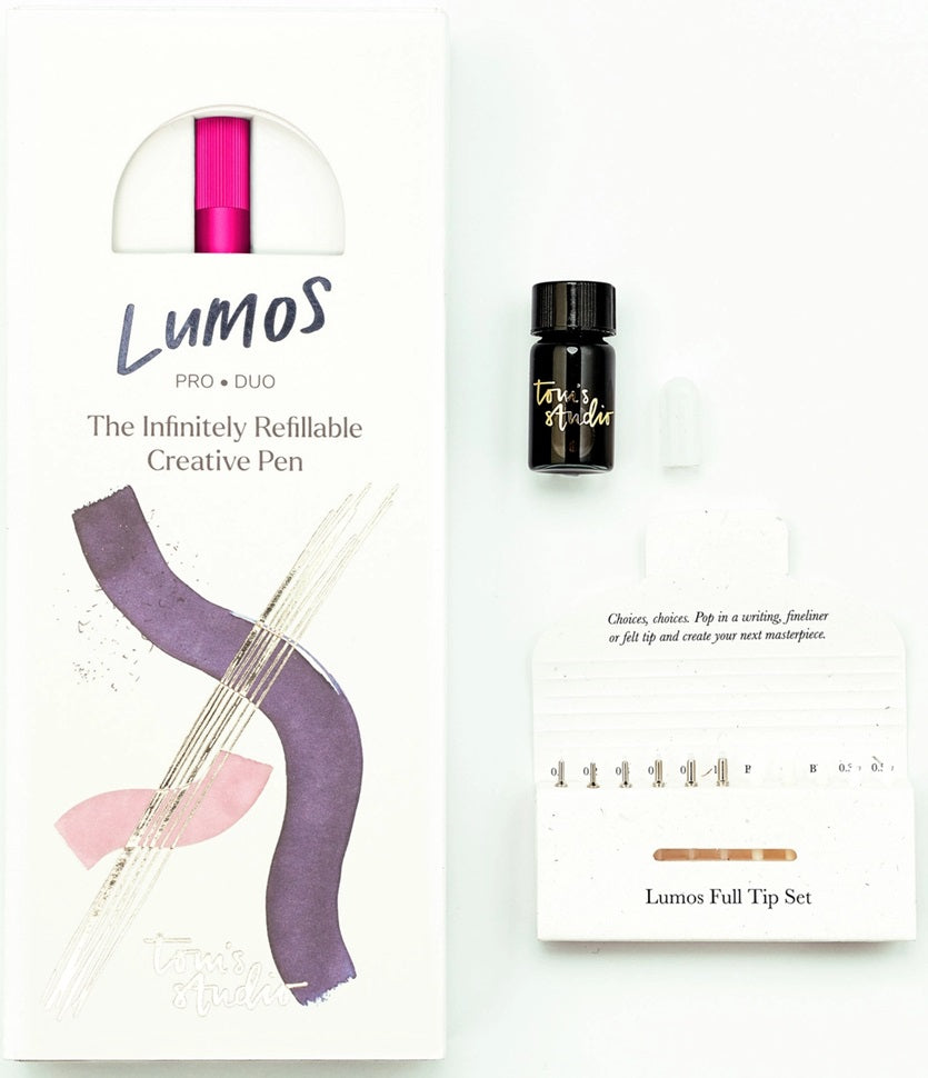 Tom's Studio Lumos Pro – Refillable Multi-Tip Pen – Raspberry (Duo Tip) - Blesket Canada