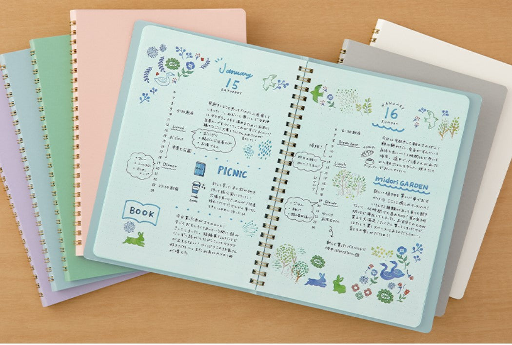 Midori Ring Notebook Color Dot Grid - A5 - Blesket Canada