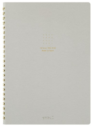 Midori Ring Notebook Color Dot Grid - A5 - Gray - Blesket Canada