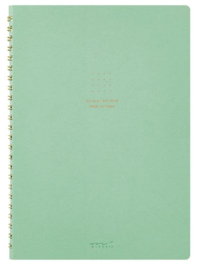 Midori Ring Notebook Color Dot Grid - A5 - Green -Blesket Canada