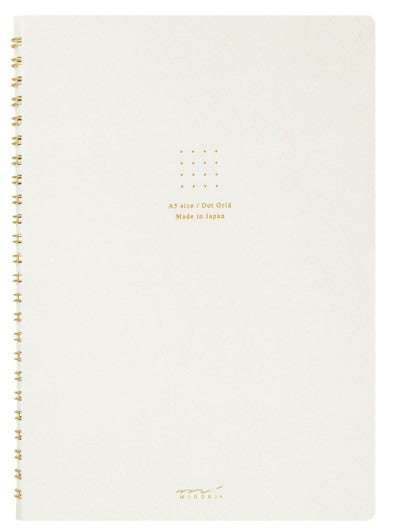 Midori Ring Notebook Color Dot Grid - A5 - White - Blesket Canada