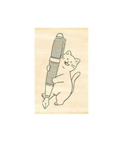Mind Wave Beverly Enterprises Rubber Stamp - Cat and Fountain Pen - Blesket Canada
