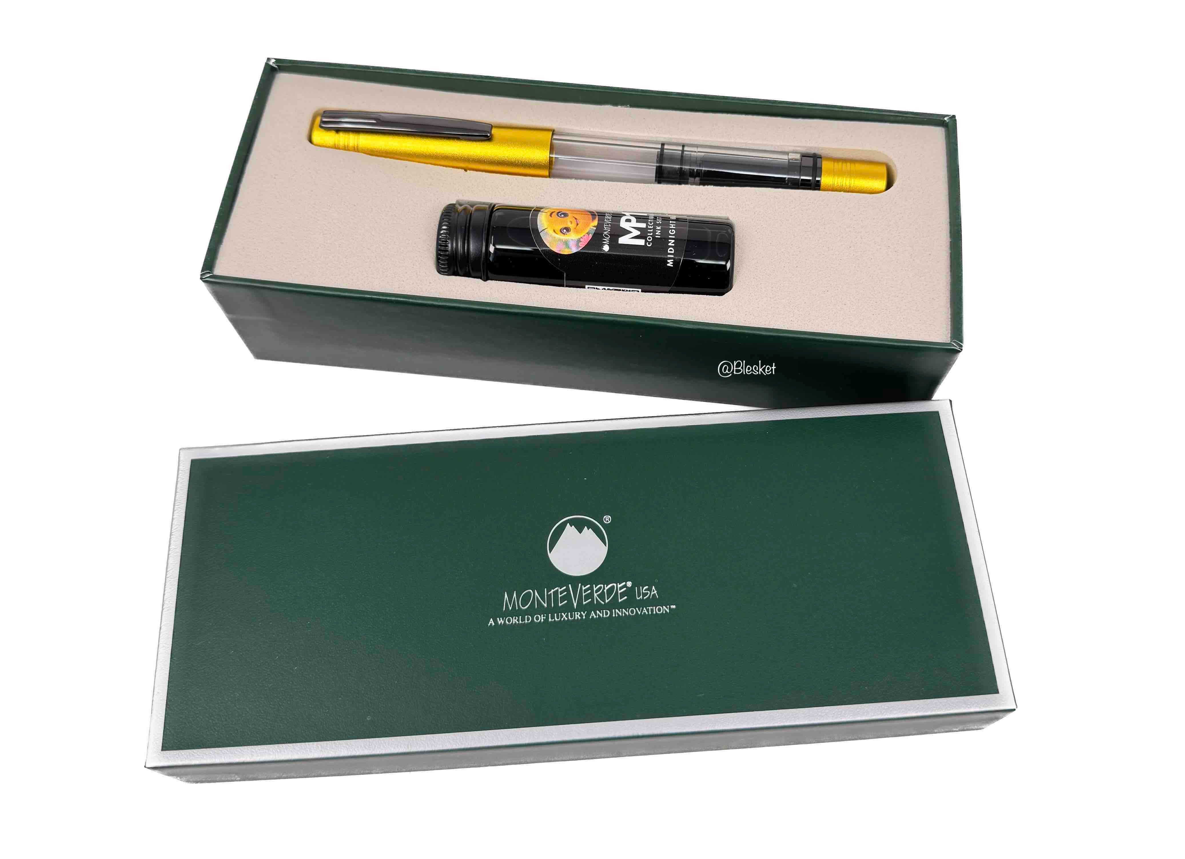 Monteverde USA MP1 Piston Honey Yellow Fountain Pen + 15 ml Ink Bottle Set - Blesket Canada