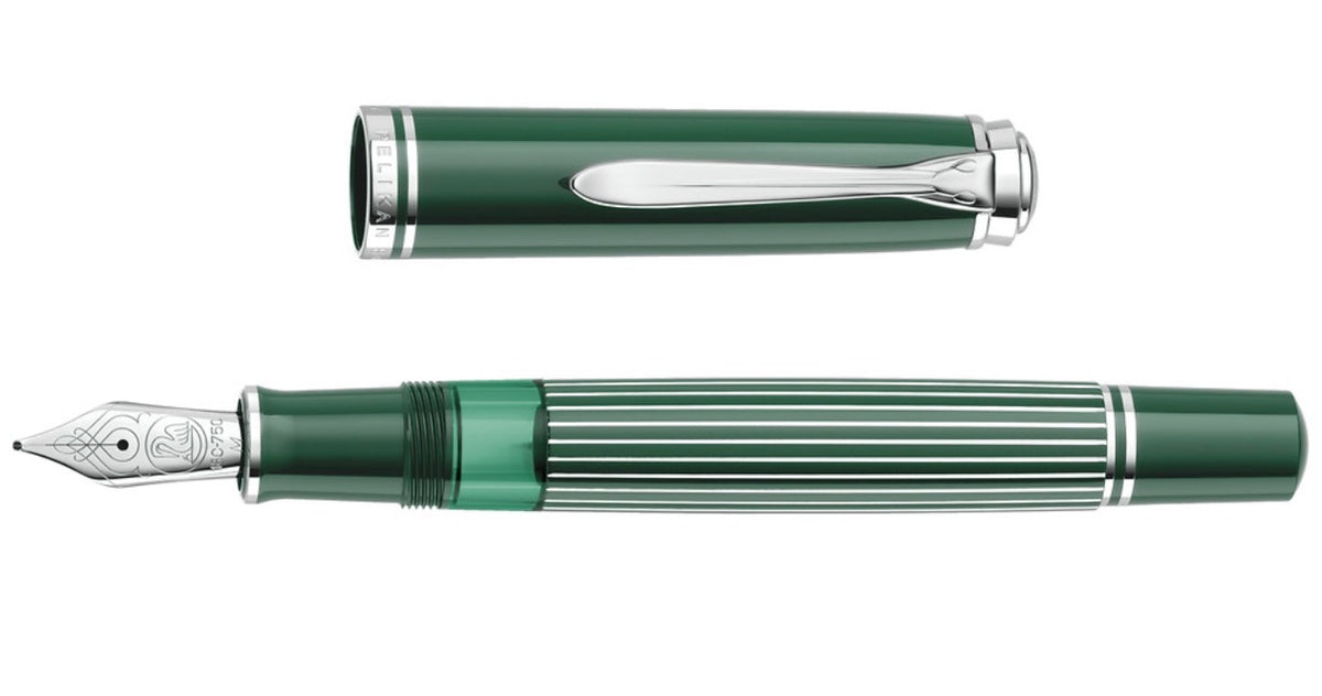 Pelikan Souverän M815 Metal Striped Green S.E 18kt - Blesket Canada