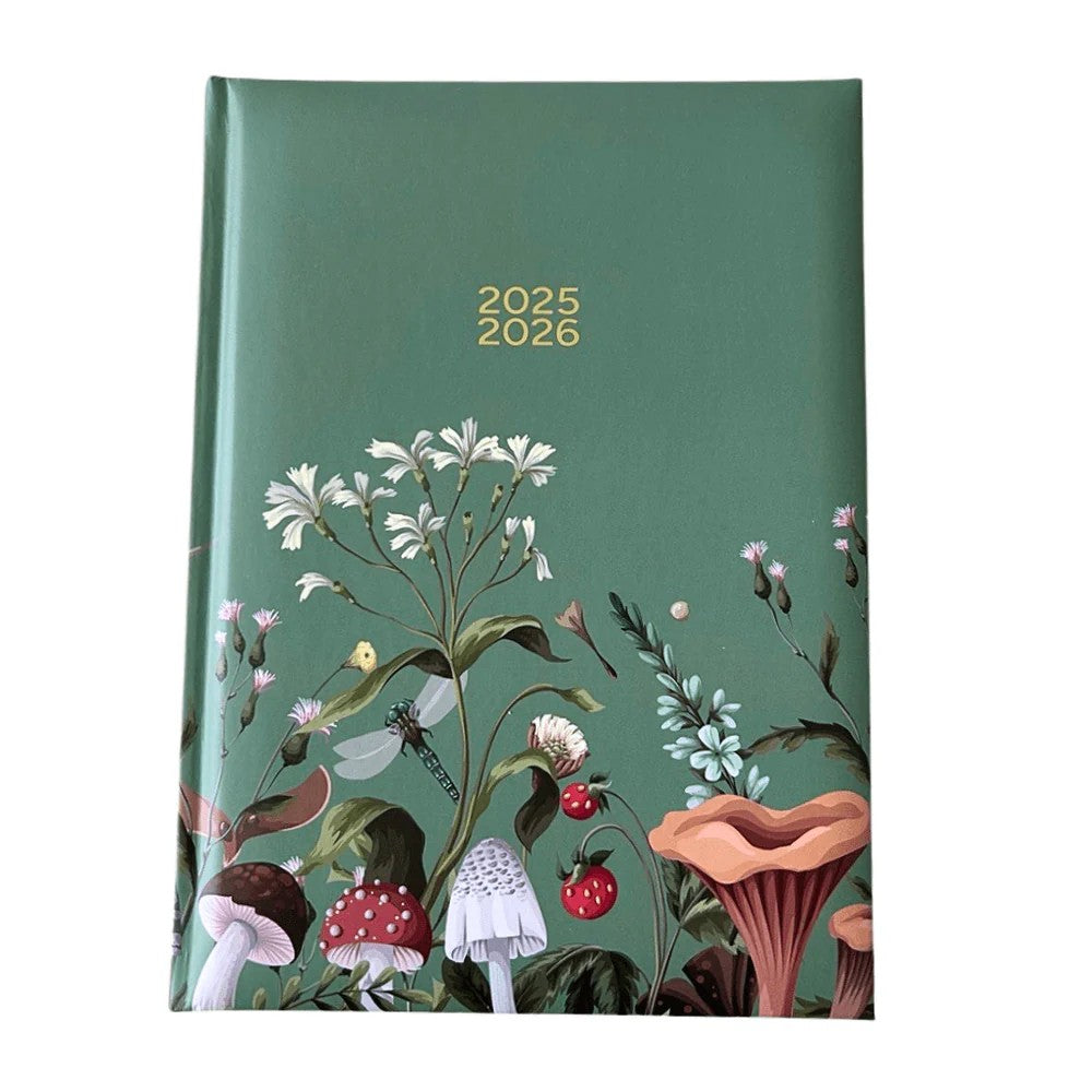 Pierre Belvedere Academic Agenda 2025-2026 - Green Mushrooms - A5 - Blesket Canada