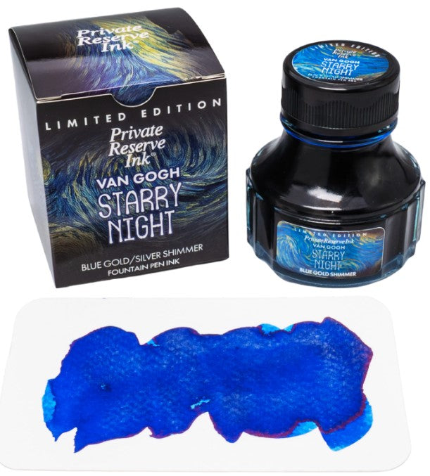 Private Reserve Ink – Van Gogh Starry Night Double Shimmer Fountain Pen Ink 90 ml Limited Edition - Blesket Canada