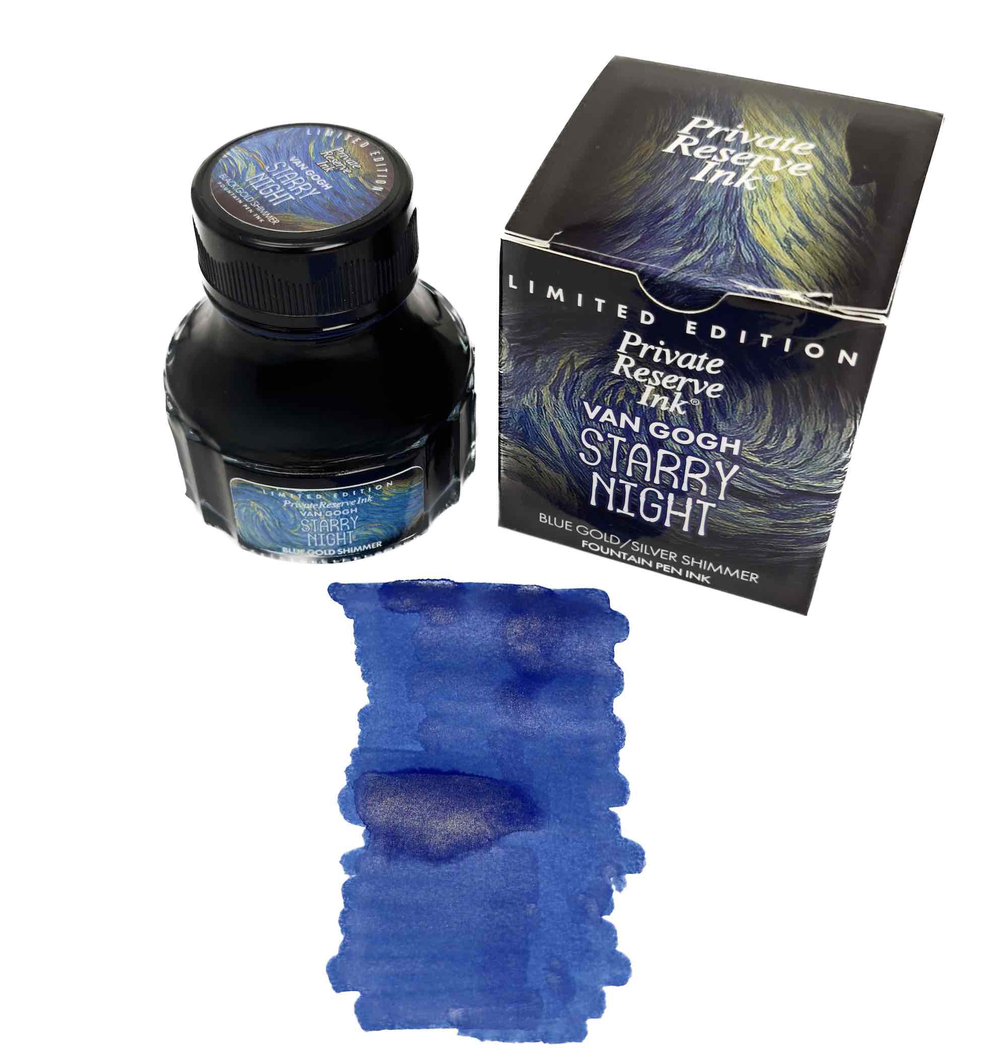 Private Reserve Ink Van Gogh Starry Night Double Shimmer Fountain Pen Ink 90 ml Limited Edition - Blesket Canada