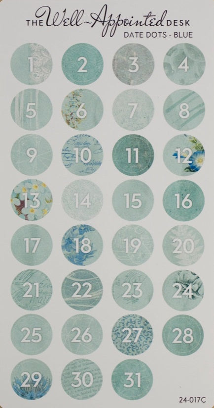 The Well-Appointed Desk Date Dots Sticker Sheet - Blue - Blesket Canada