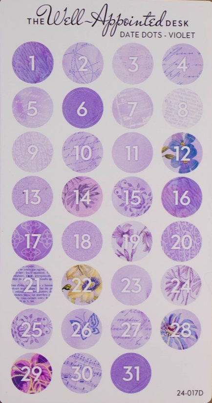 The Well-Appointed Desk Date Dots Sticker Sheet - Purple - Blesket Canada