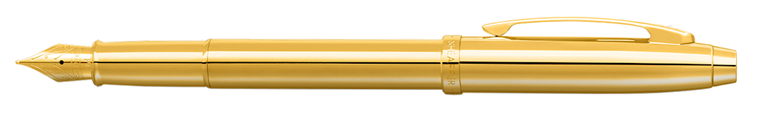 Sheaffer 100 Fountain Pen - Glossy PVD Gold with Gold Trim - Blesket Canada - Blesket Canada