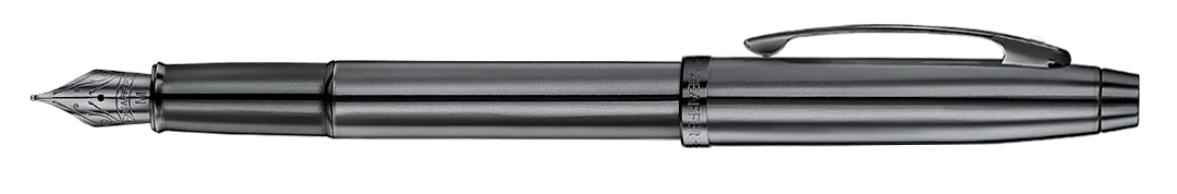 Sheaffer 100 Fountain Pen - Shiny Dark Grey Gunmetal with PVD Trim - Blesket Canada