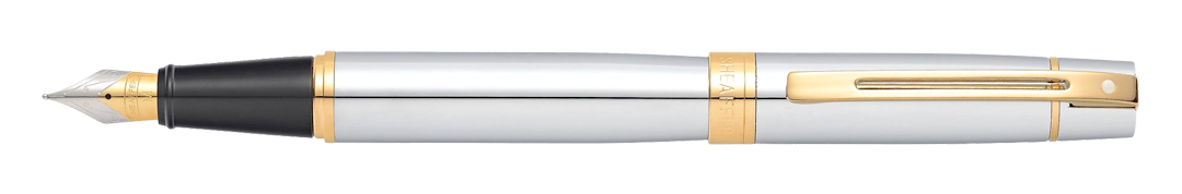 Sheaffer 300 Fountain Pen - Chrome with Gold Trim - Blesket Canada
