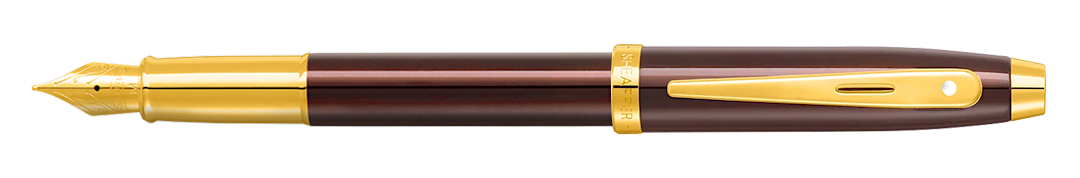 Sheaffer 100 Coffee Brown Fountain Pen with PVD Gold Trims - Blesket Canada