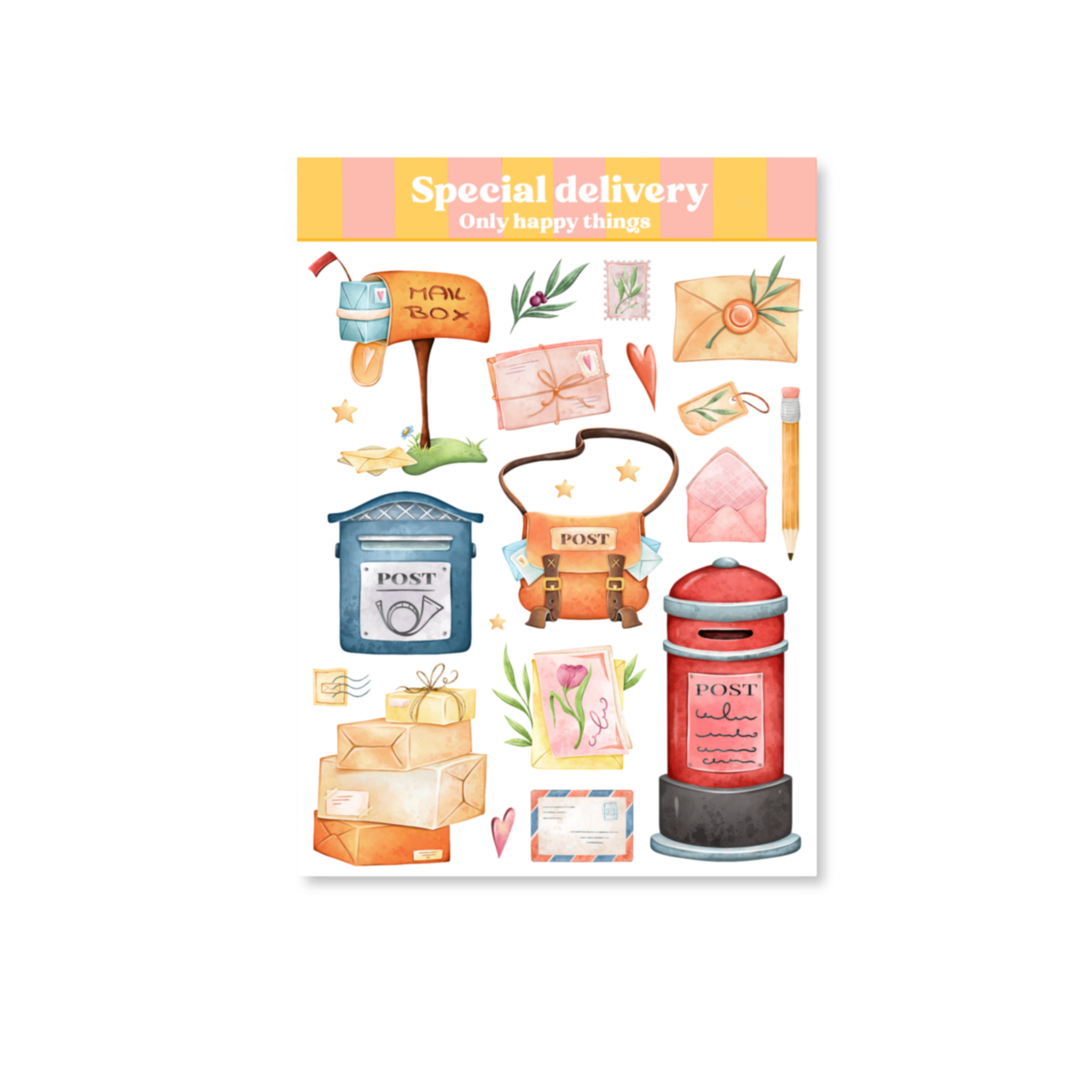 Only Happy Things Stationery Sticker Sheet - Special Delivery - Blesket Canada