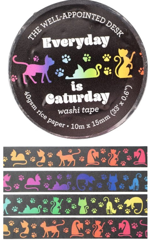 The Well-Appointed Desk Washi Tape - Everyday is Caturday - Blesket Canada
