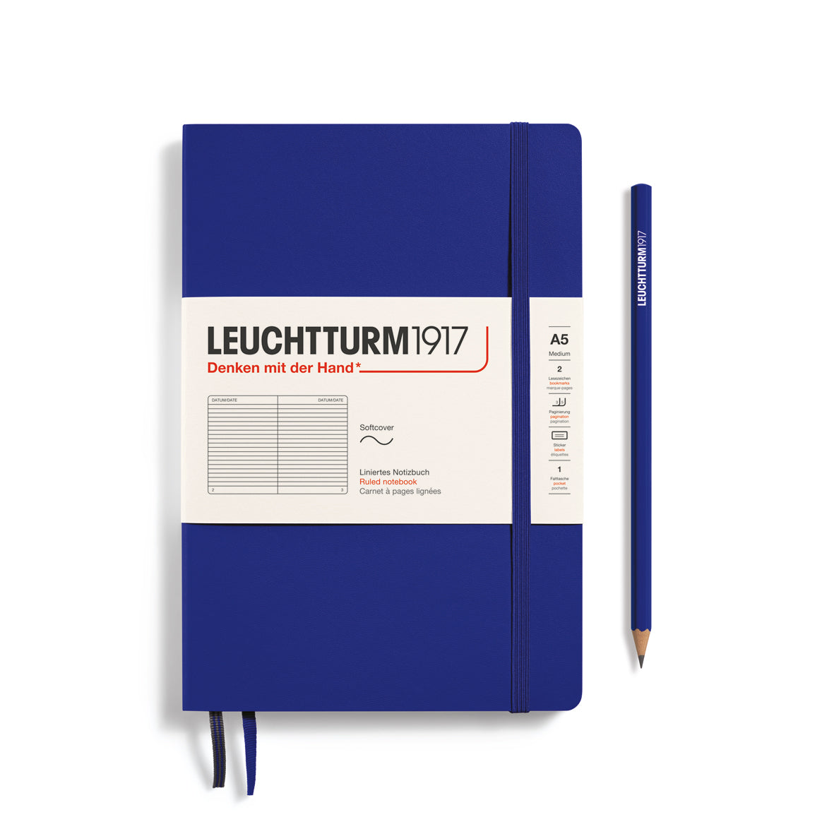 Leuchtturm1917 Medium A5 Softcover Notebook Ruled - Ink - Blesket Canada