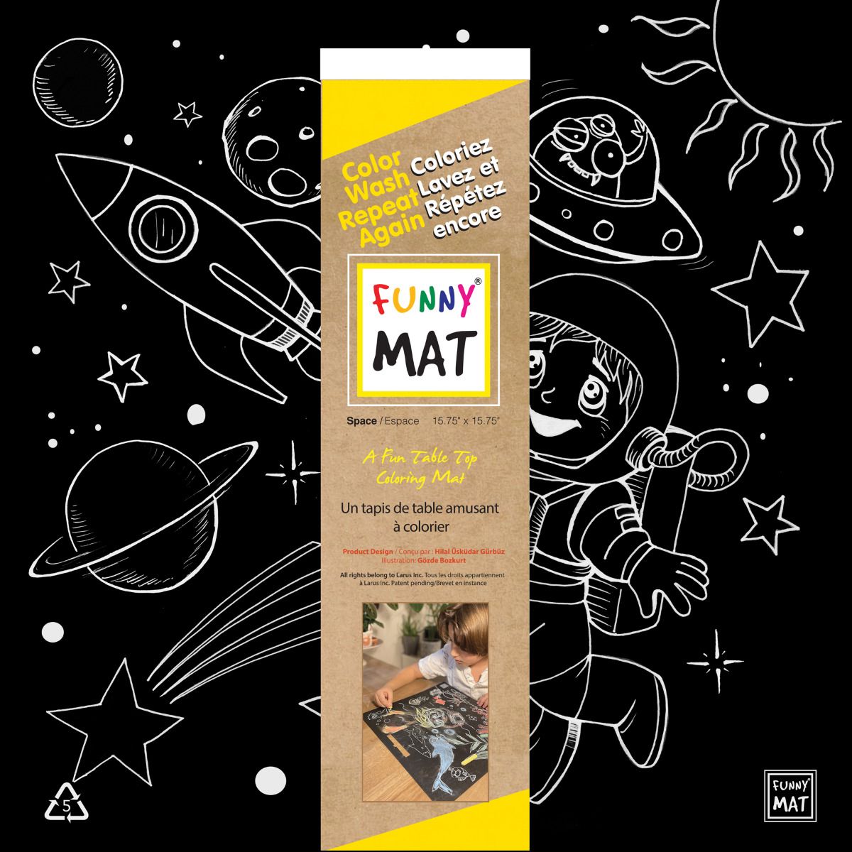 FUNNY MAT table top coloring mats - Space (Black) - Blesket Canada