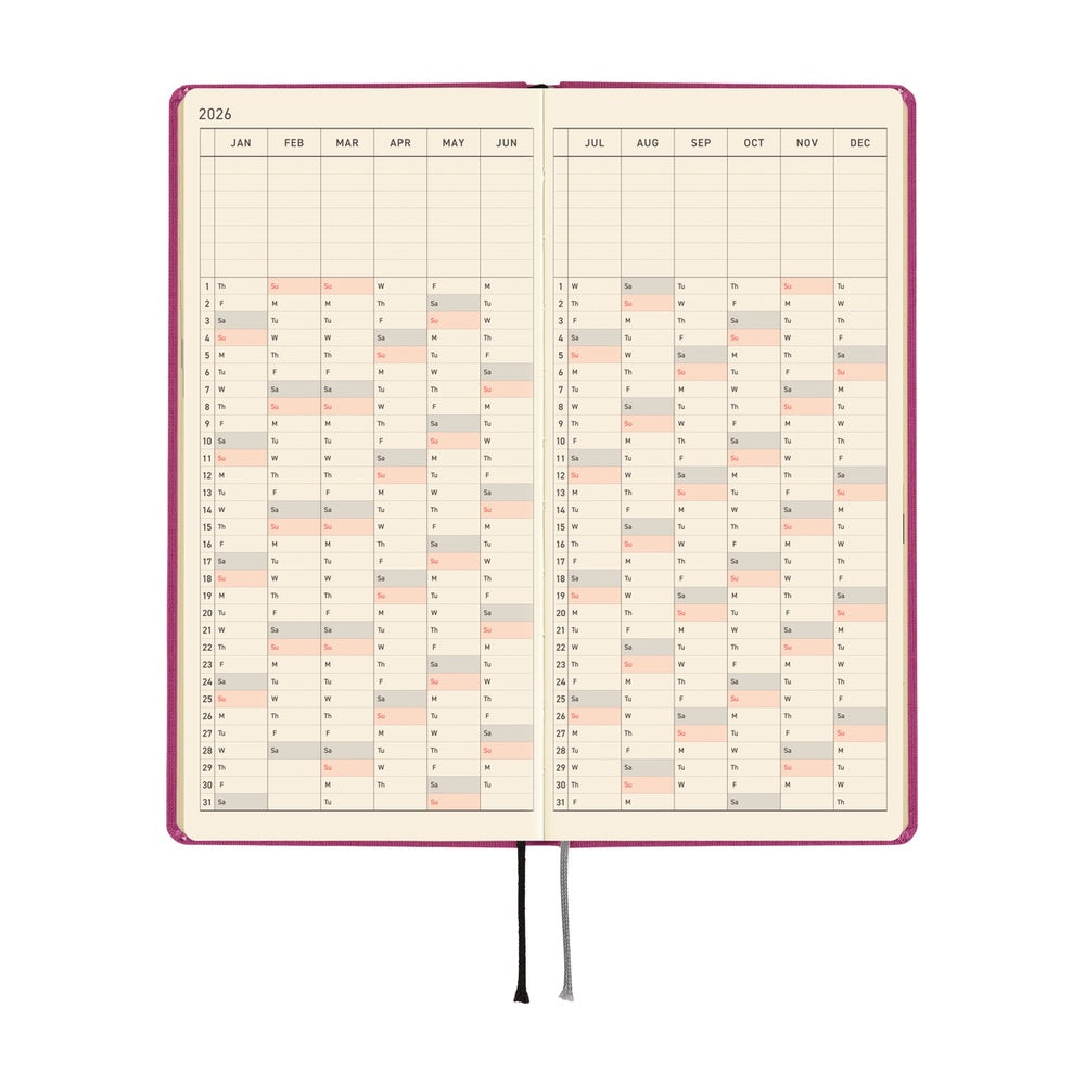 Hobonichi Techo 2026 Weeks Hardcover – Colors: Peony Purple - English Tall & Slim January Start - Blesket Canada