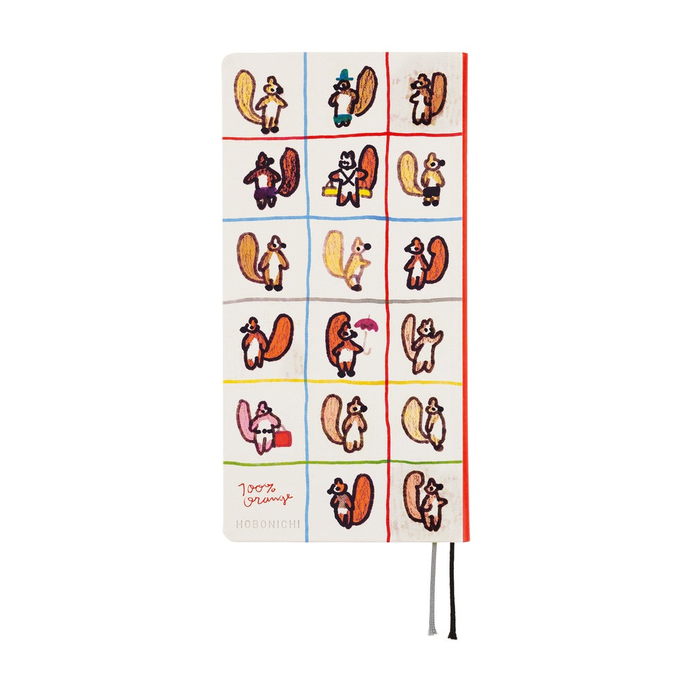 Hobonichi 2026 100%ORANGE Squirrels Moving Day Journal - English Tall & Slim January Start - Blesket Canada