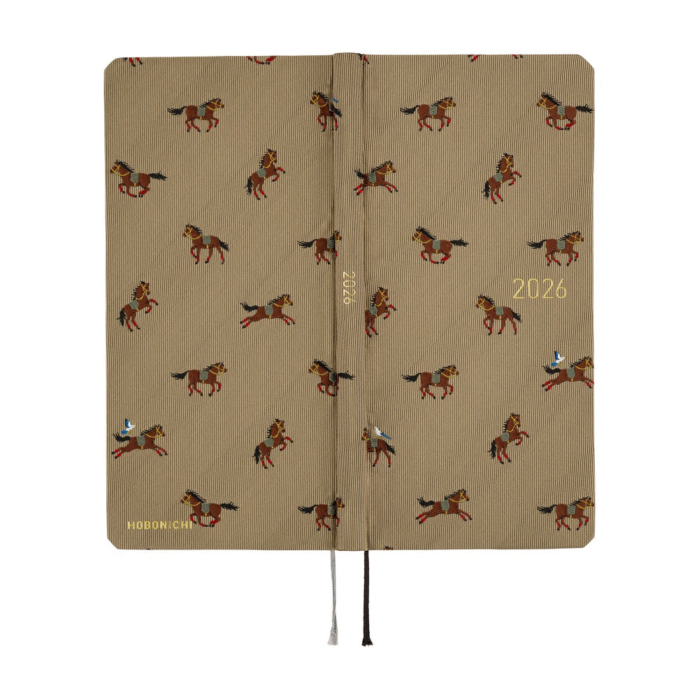 Hobonichi 2026 Bow and Tie Galloping Horses Journal - English Tall & Slim January Start - Blesket Canada