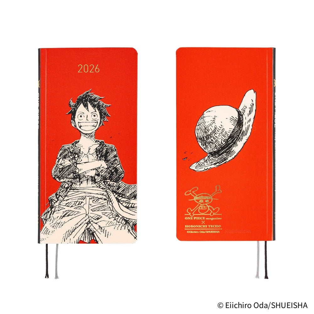 Hobonichi ONE PIECE Magazine: Straw Hat Luffy - Red - English Tall & Slim January Start - Blesket Canada