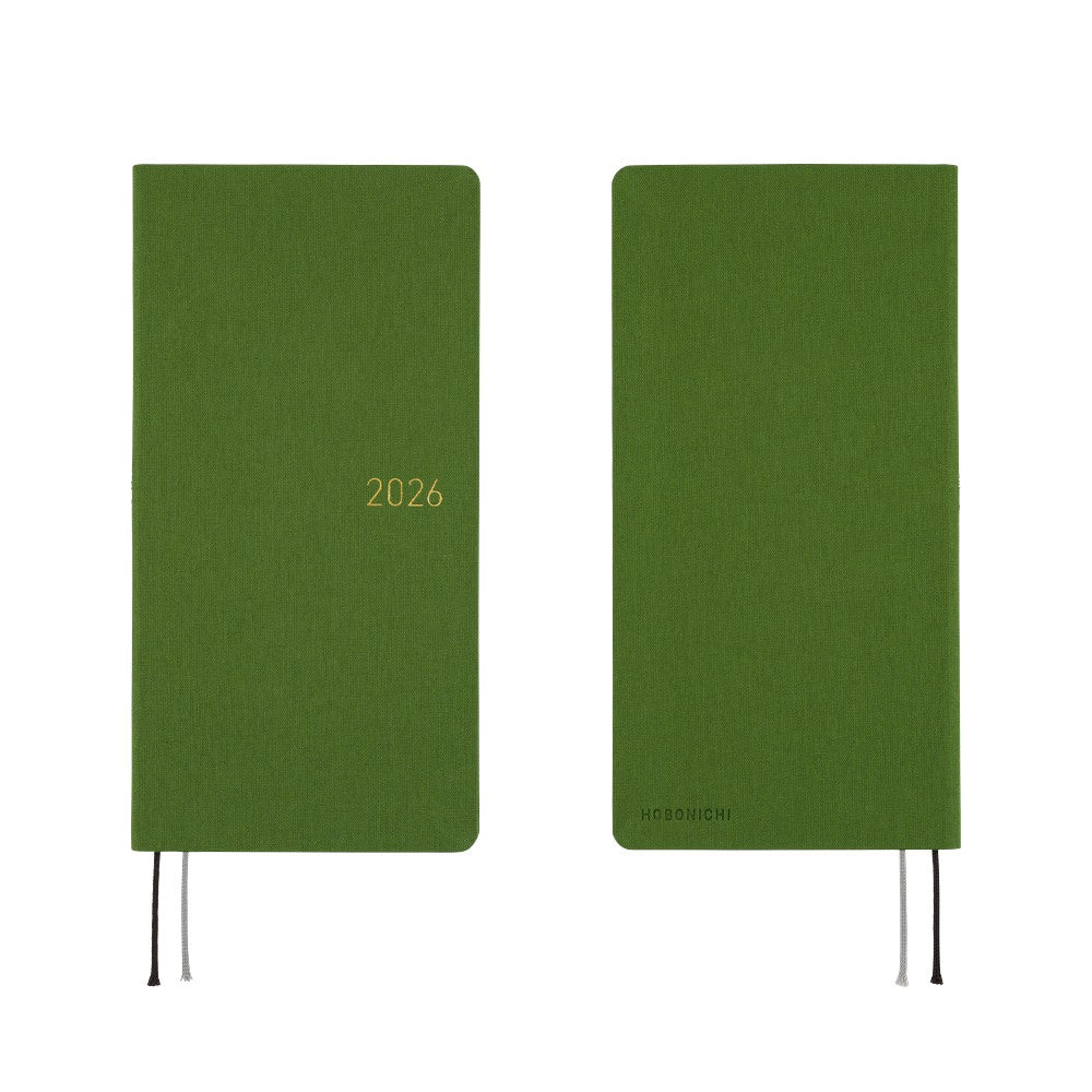 Hobonichi 2026 Colors Antique Green Journal - Mega English Tall & Slim January Start - Blesket Canada